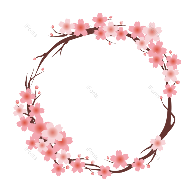 边框图片,婚礼花环元素,春季PNG,樱花免抠素材